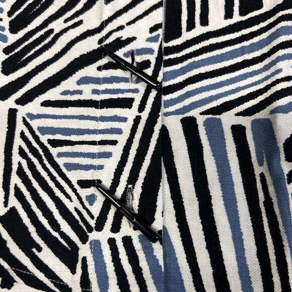 Ali Miles Top Shirt Womens Large Blue White Black Tunic 3/4 Sleeves Asymmetric - Picture 3 of 11